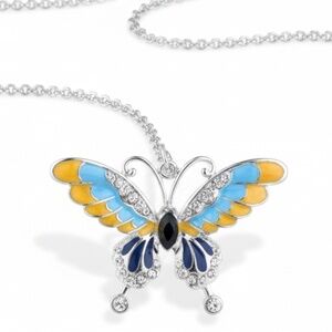 Womens Silver Tone Butterfly Pendant‎ Necklace